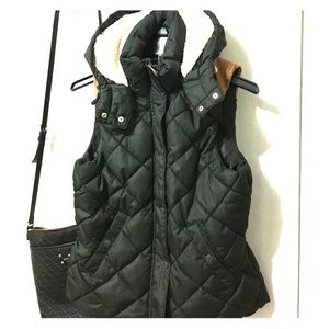 Olive green vest with detachable hood