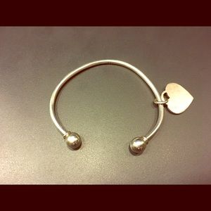 💖 heart charm bangle bracelet.925 sterling silver