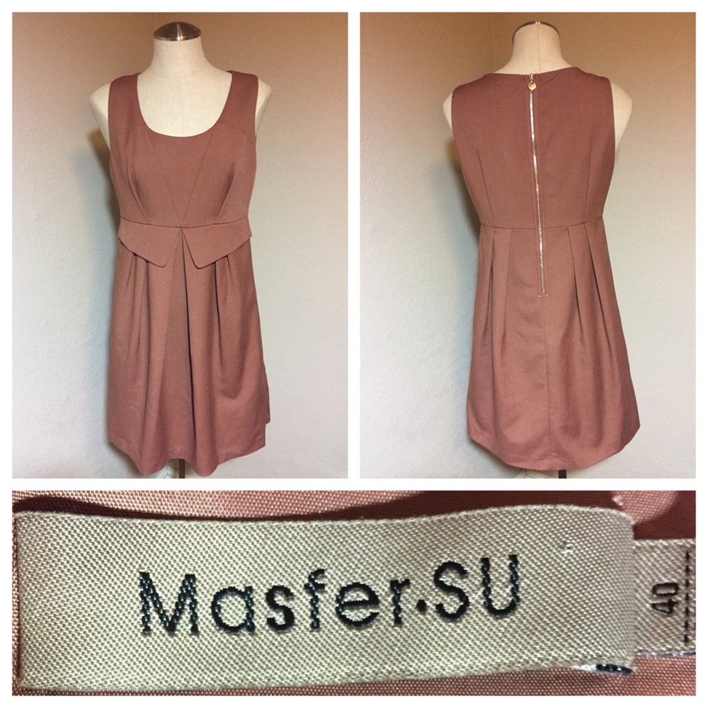 Taupe Work Dress Sz S40 Japanese Masfersu Designer