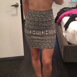 High rise skirt - tribal - cotton spandex