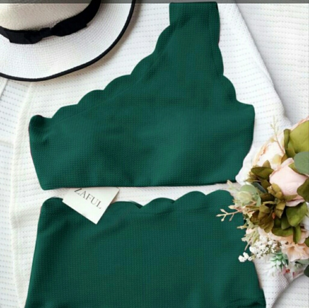 Zaful dark green swim suit