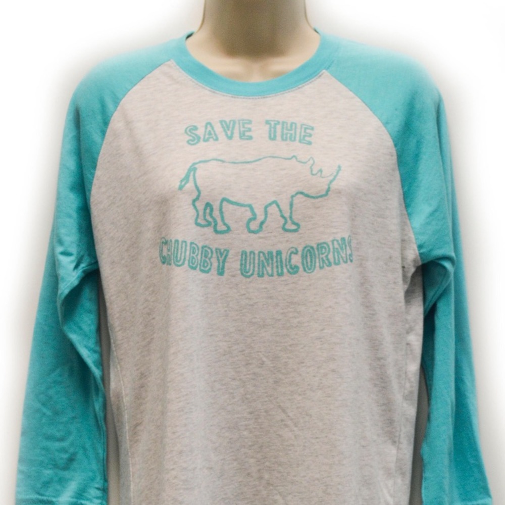 Save the Chubby Unicorns 3/4 Sleeve Baseball Tee