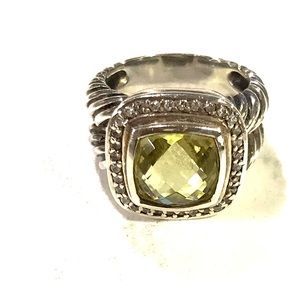 Cable Ring Sterling with Lemon quartz Size 8
