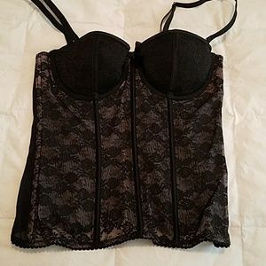 Victoria's Secret black bustier w/V-string