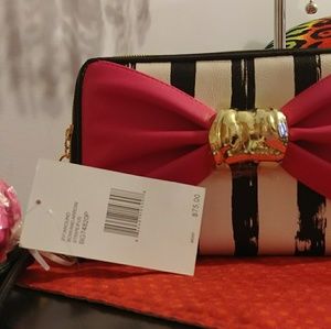 Betsey Johnson striped wristlet wallet