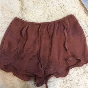 High waisted silk shorts