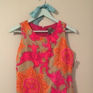 Taylor Pink Floral Silk and Linen Dress