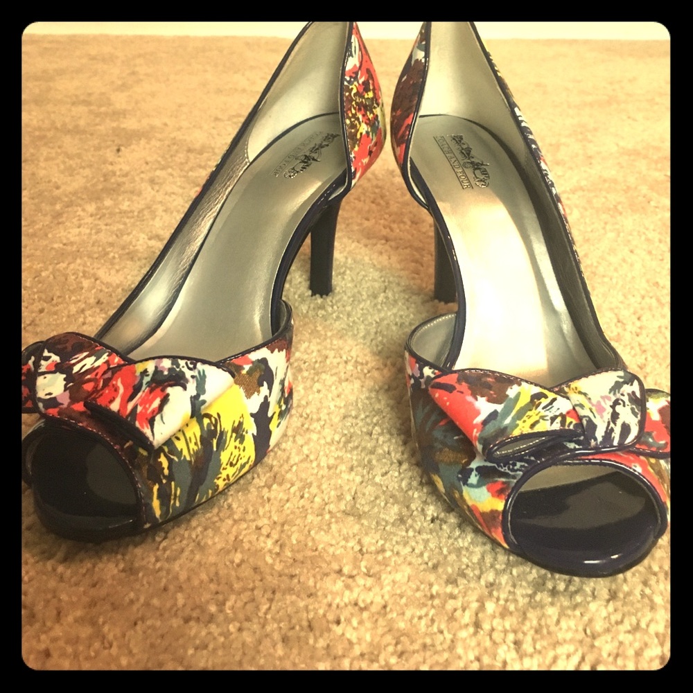 Coach & Four Multi Colored Bow Heels