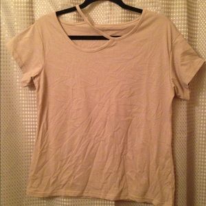 Pink Cutout Plain T-Shirt