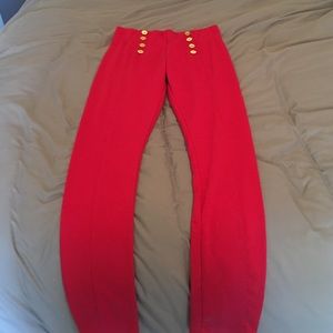 Red high wasted pants
