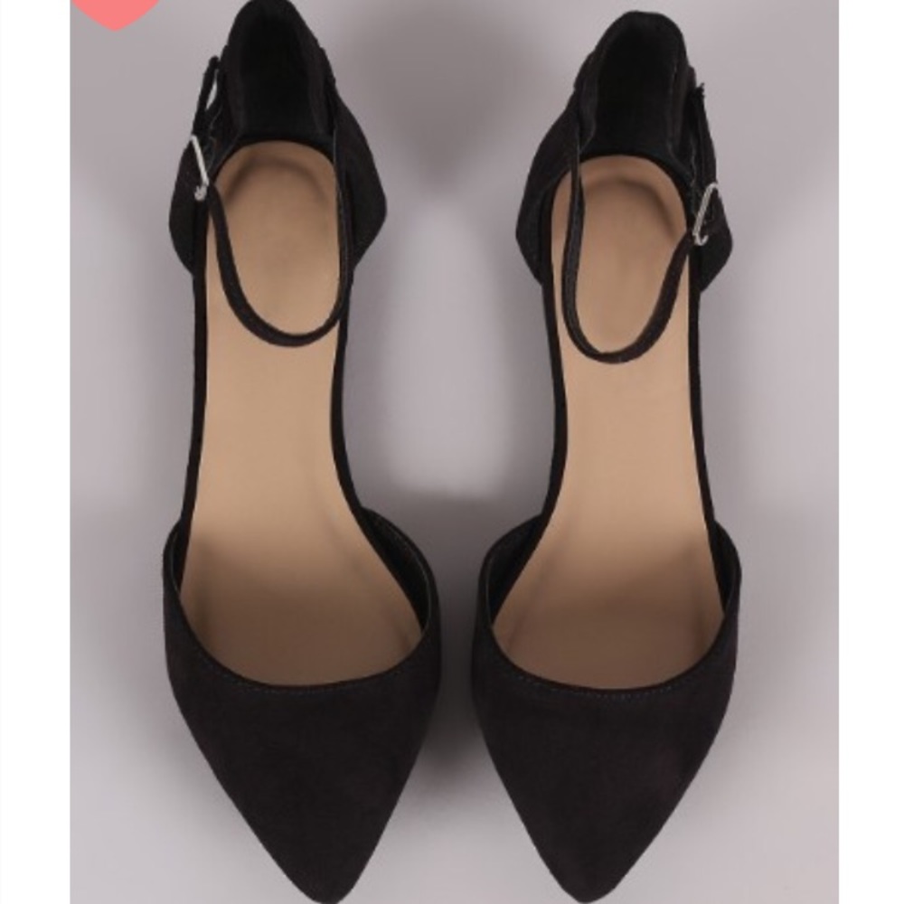 Last Pair! Pointed Toe Ankle Strap D'Orsay Flats - Picture 2 of 7