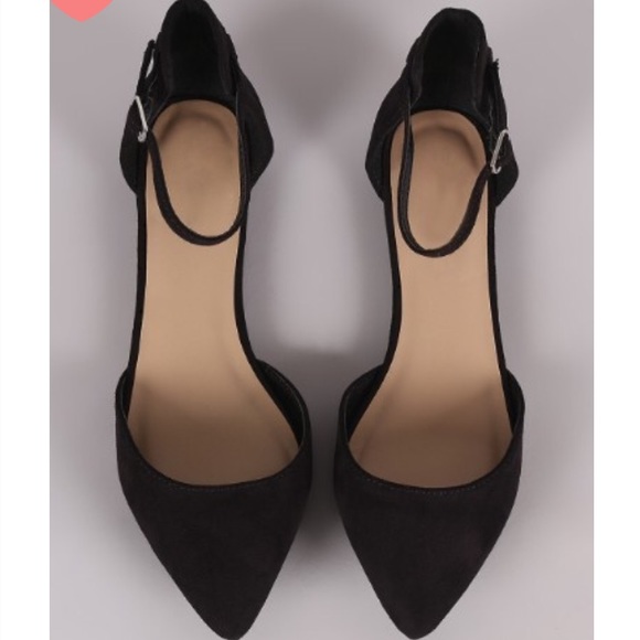 Last Pair! Pointed Toe Ankle Strap D'Orsay Flats - Picture 2 of 7