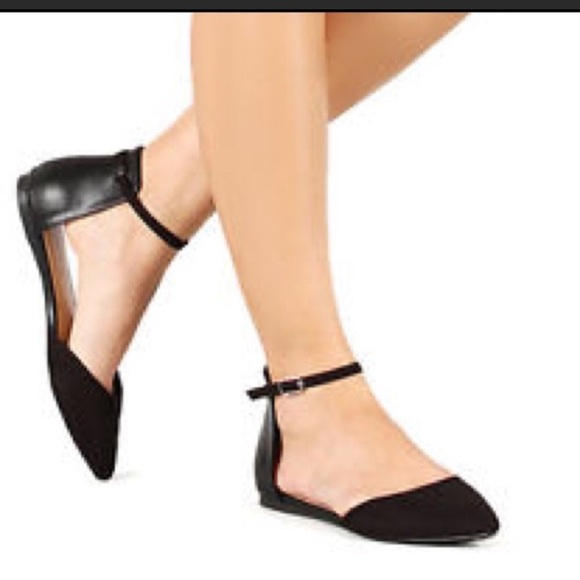 Last Pair! Pointed Toe Ankle Strap D'Orsay Flats - Picture 3 of 7