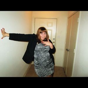 Black and white leopard print party dress