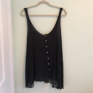 Free people black top with lace back