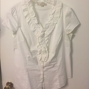 Loft ruffle button down