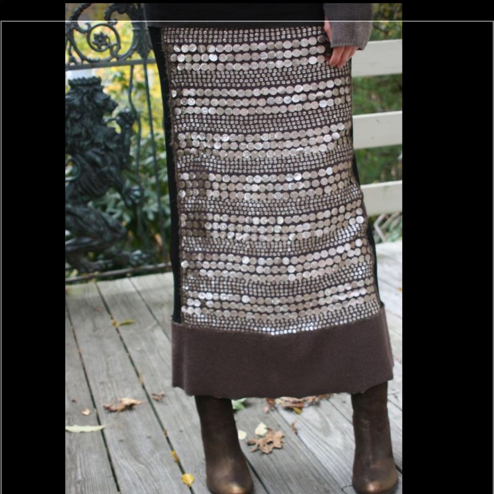 ROZAE NICHOLS Sequin Wool Mermaid Skirt M $898