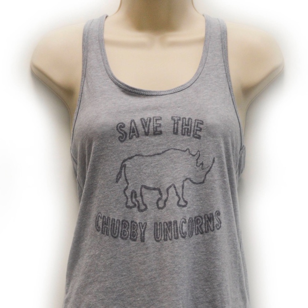 Save the Chubby Unicorns Scoop Neck Racerback Tank