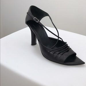 Jill Sander Strappy Black Leather Sandals 4"heel