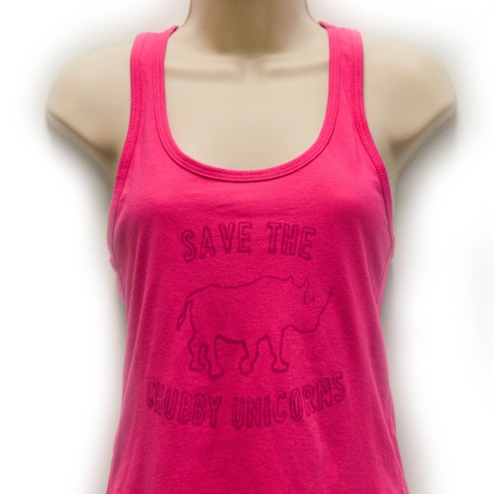 Save the Chubby Unicorns Scoop Neck Racerback Tank