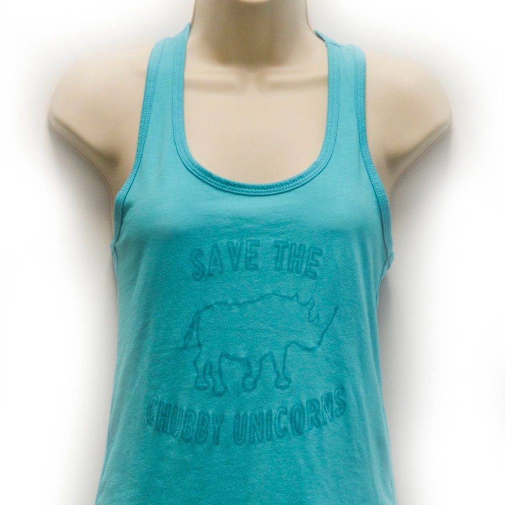Save the Chubby Unicorns Scoop Neck Racerback Tank