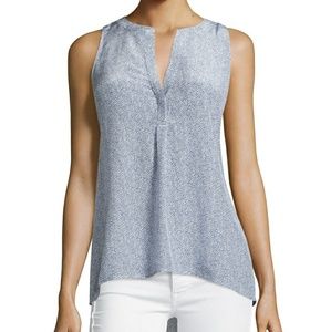 Joie Blue and White Patterned Silk Tank Top