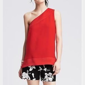 NWT Banana republic one shoulder red blouse