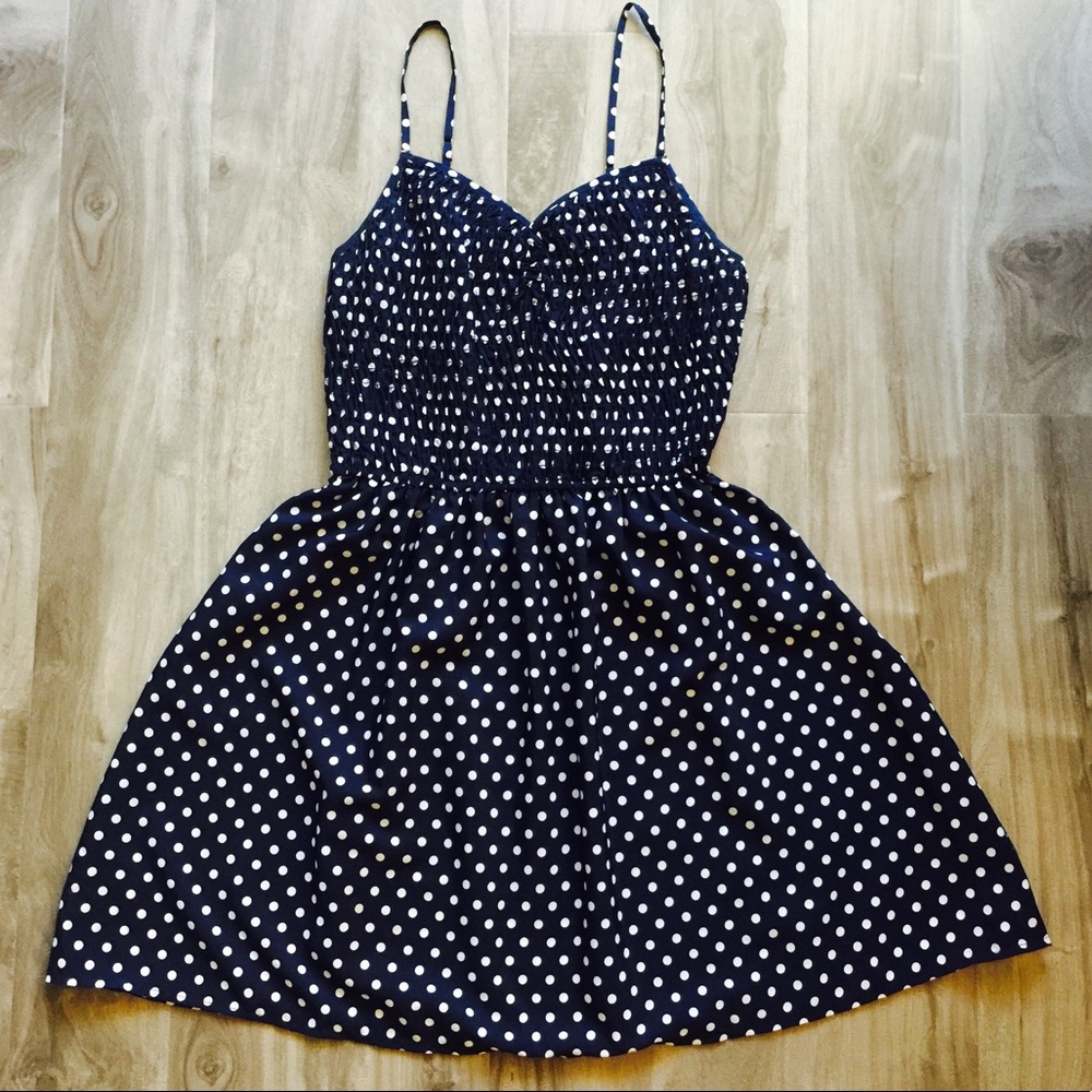[Xhilaration] Navy Blue Polka Dot Dress