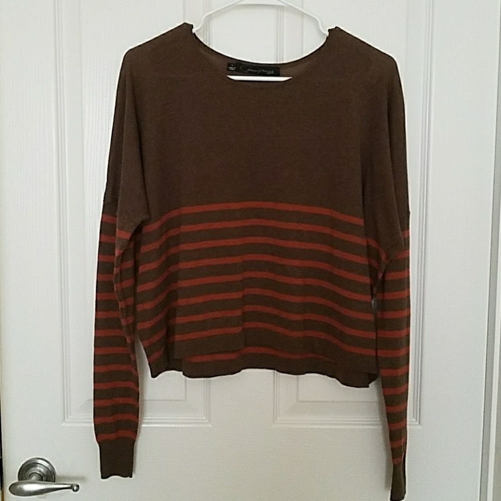 Patterson J. Kincaid brown striped cropped sweater