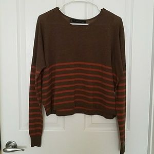 Patterson J. Kincaid brown striped cropped sweater