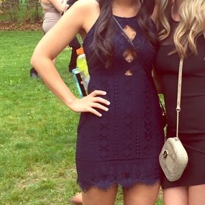 Navy Lace Formal Dress