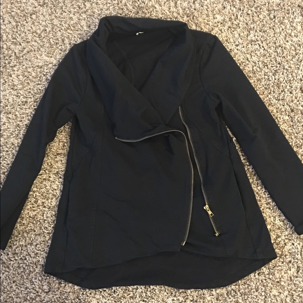 Asymmetrical zip up cardigan