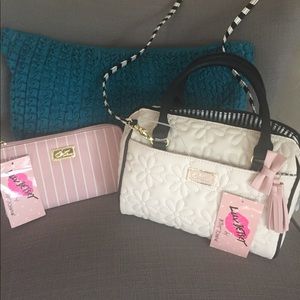 Betsey Johnson mini barrel purse and wallet