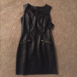 ZARA leather black dress with silver zippers