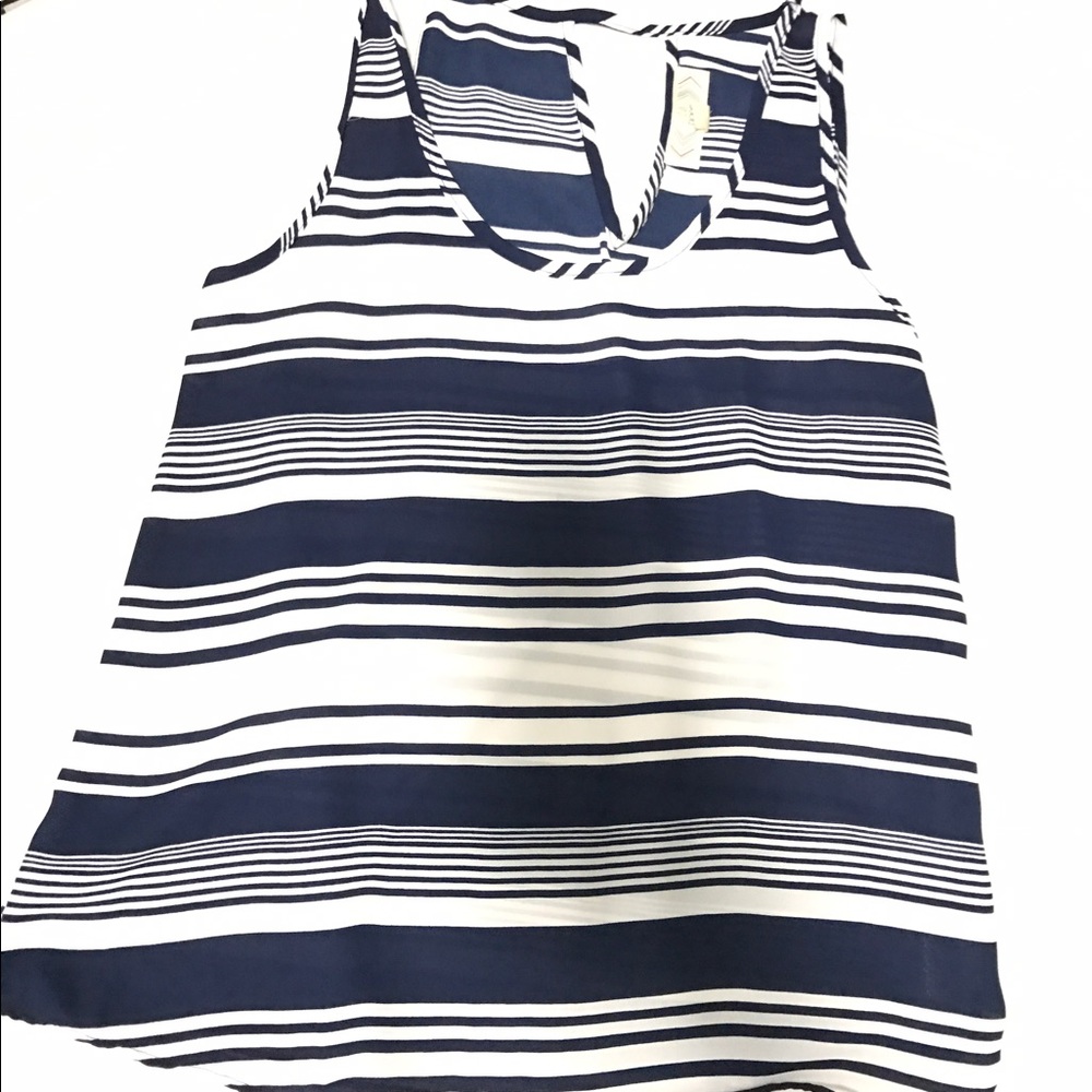 Navy Blue/ White Blouse