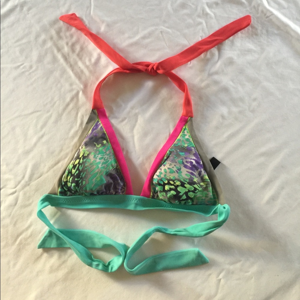 ABS Geometric Multi Color Halter Bikini Top