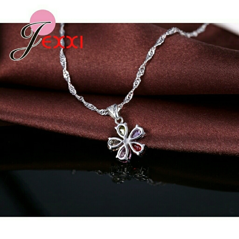 Sterling silver jewelry set with cubic zirconia - Picture 2 of 3