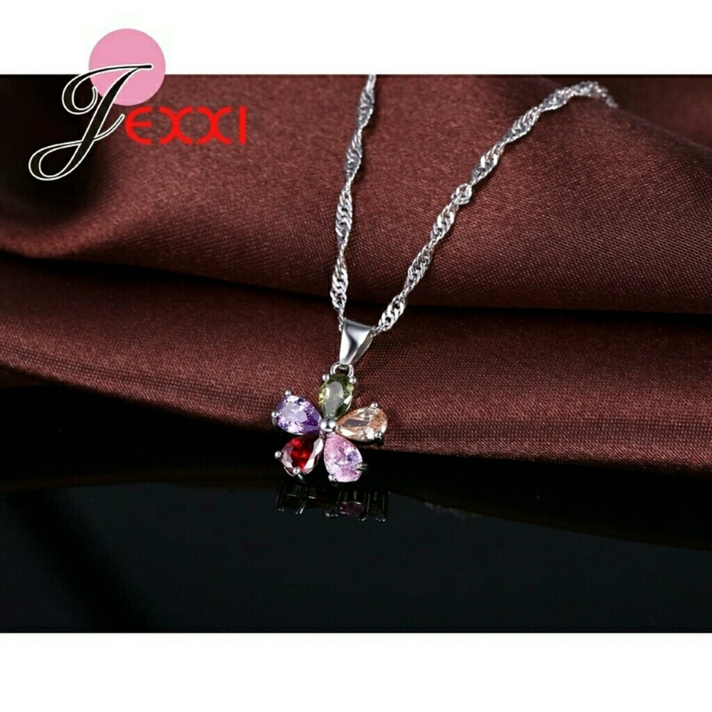 Sterling silver jewelry set with cubic zirconia - Picture 3 of 3