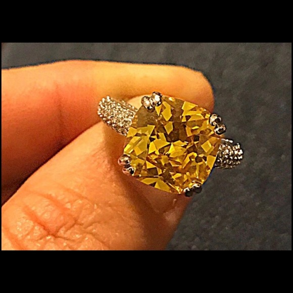 SS plated yellow & CZ paved ring - Picture 3 of 4