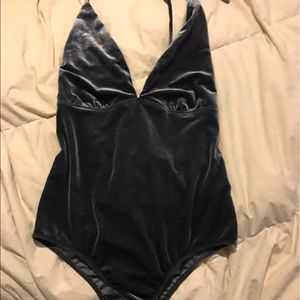 blue velvet body suit