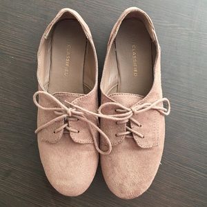 Brown flats with shoe lace