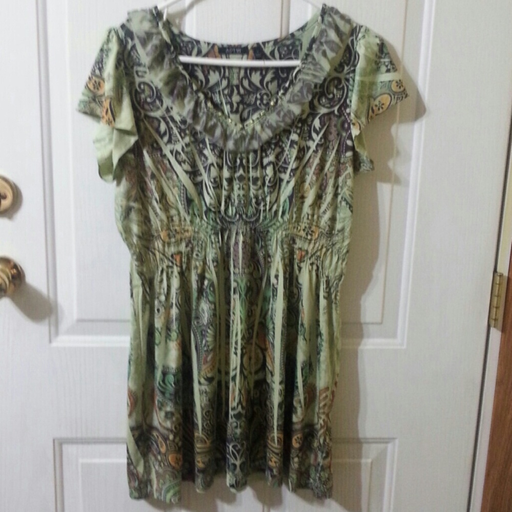 Apt. 9 Green Sublimation Tunic Medium