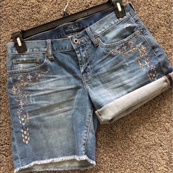 Lucky Brand Pants - Lucky Brand, jean shorts embroidered new