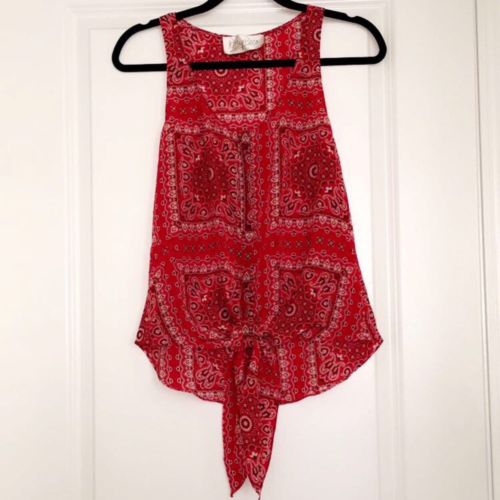 Silk Bandanna Print Top