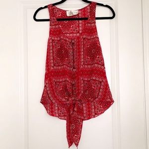 Silk Bandanna Print Top