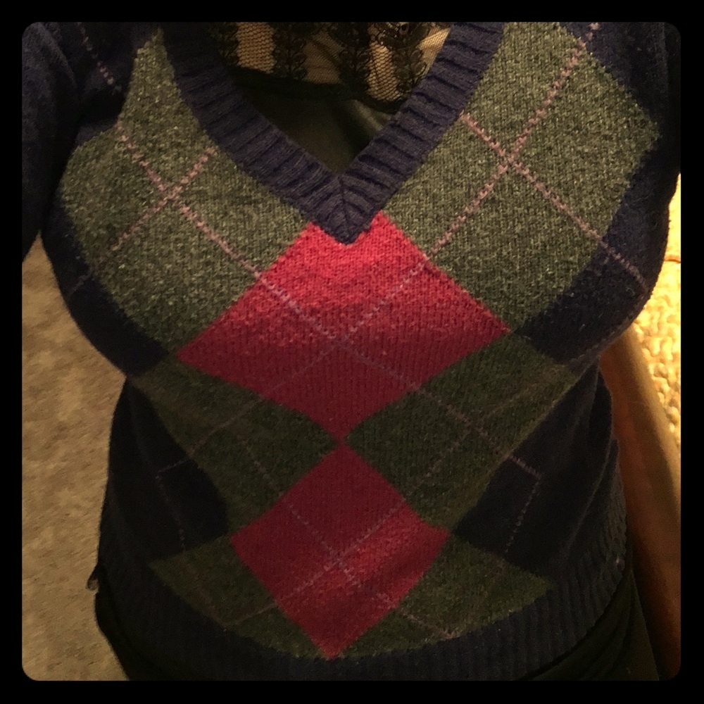 Purple and pink argyle sweater size medium