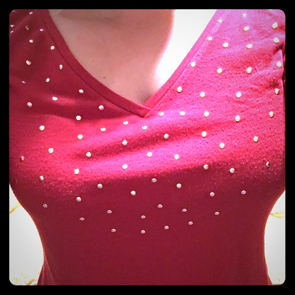 V neck red sweater size large