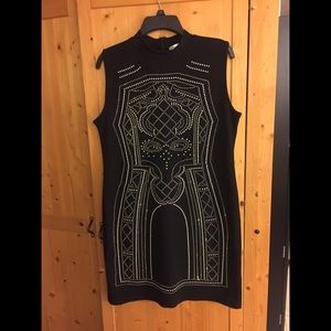 Black, embellished, high neck dress