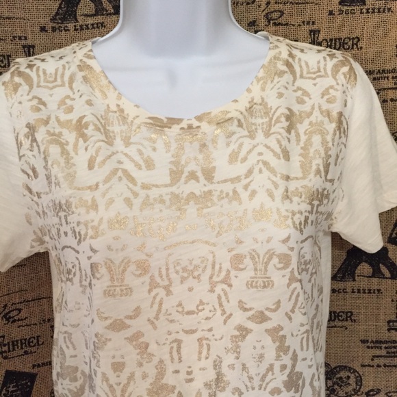 J. Crew Gold Leaf Print Top Size XS - Picture 2 of 6