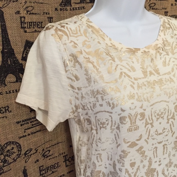 J. Crew Gold Leaf Print Top Size XS - Picture 3 of 6